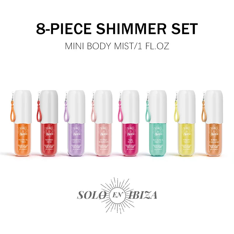 SOLO EN IBIZA 8-Piece Body Mist Set, 8 Scents, Long-Lasting Travel Perfume,Suitable for daily usee,Perfect Valentine's Gift