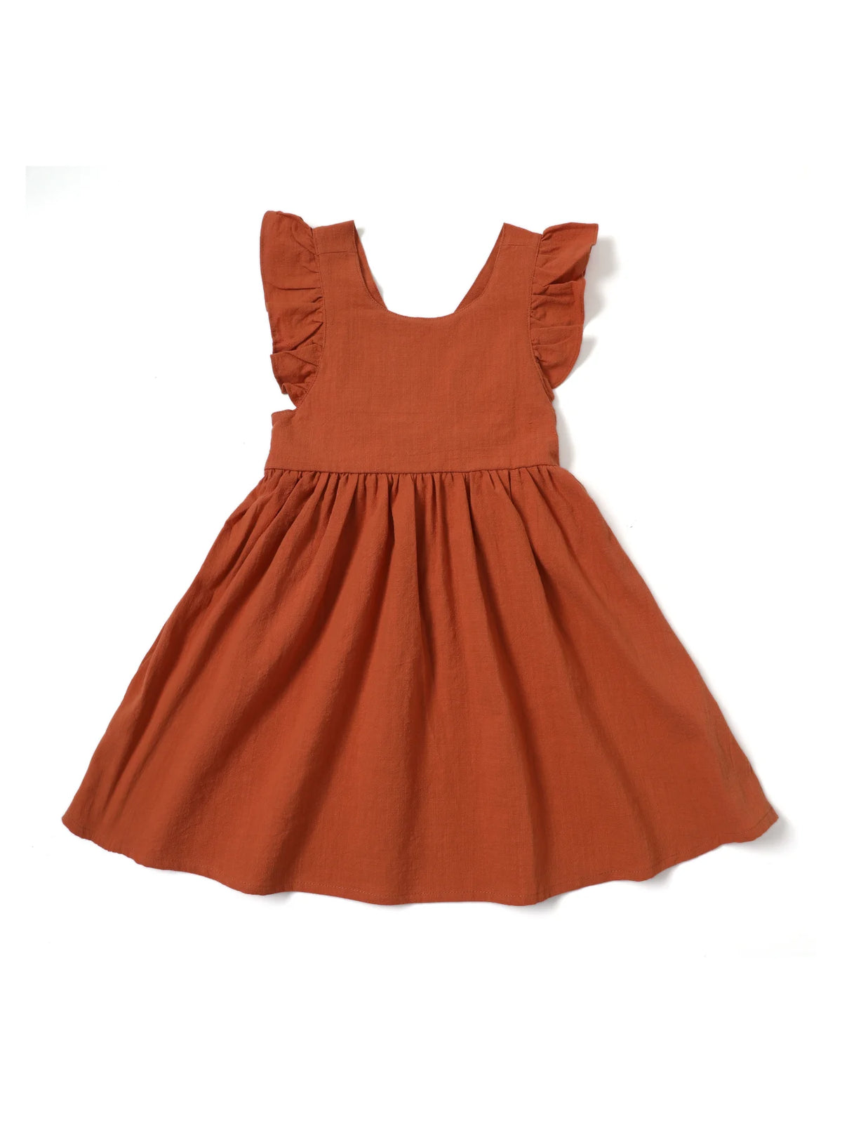 Casual Style Sleeveless Baby Girl Clothing Flying Sleeve Cotton and Linen Material Versatile Solid Color Princess Dress