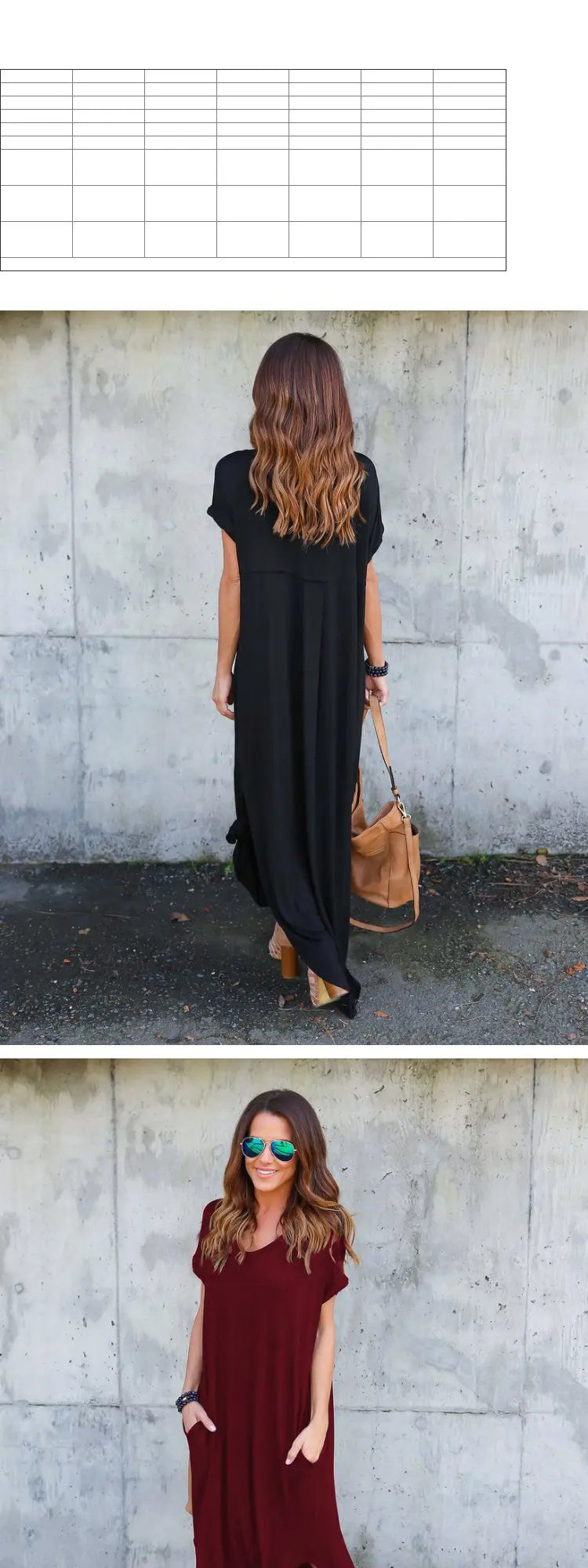 Pure Color Splice Short Sleeve V-Neck Slit Long Dress Loose Fit Women's Summer Cotton Polyester Maxi Dress Citywalk