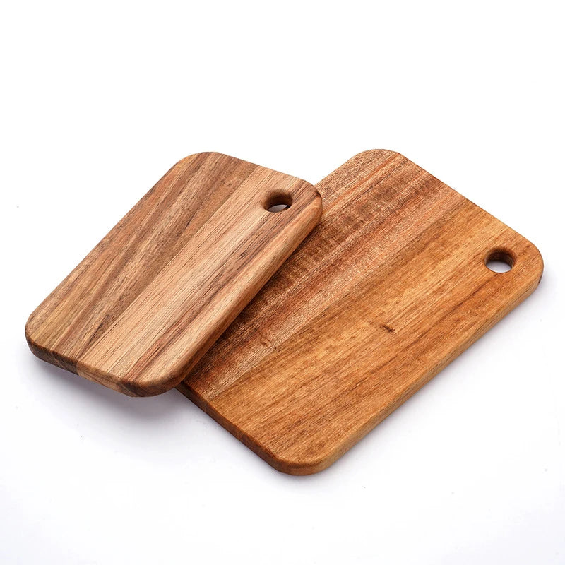 Acacia Wood Cutting Board with Hanging Hole, Portable Lightweight Chopping Board, Reversible Serving Tray for Kitchen Camping