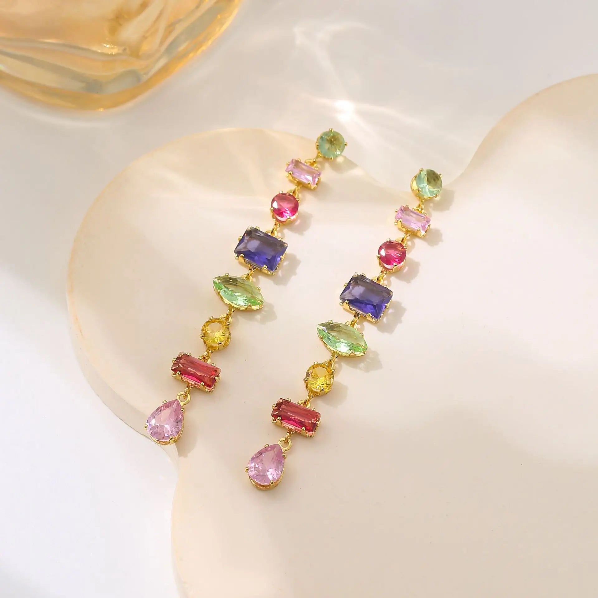 New Colorful Crystal Necklace Bracelet Chain For Women'S Elegant Clavicle Chain Irregular Zircon Necklace Jewelry Sets Gifts