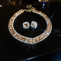 Women'S'S Rhinestone Decorated Necklace & Earringstrendy Jewelry Set Fashionable Accessories For & Daily Clothing Decor