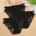 3Pc/Set Women'S'S Sexy Floral Lace Panties Low Rise Hollow Out Briefs Transparent Underwear Female Elastic Straps Soft Lingerie
