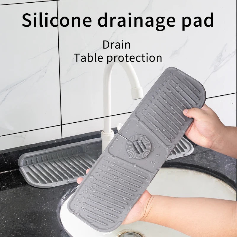 Alfombrilla de silicona para grifo de cocina, alfombrilla recogegotas de agua para grifo, almohadilla antisalpicaduras para fregadero, protector de encimera de baño