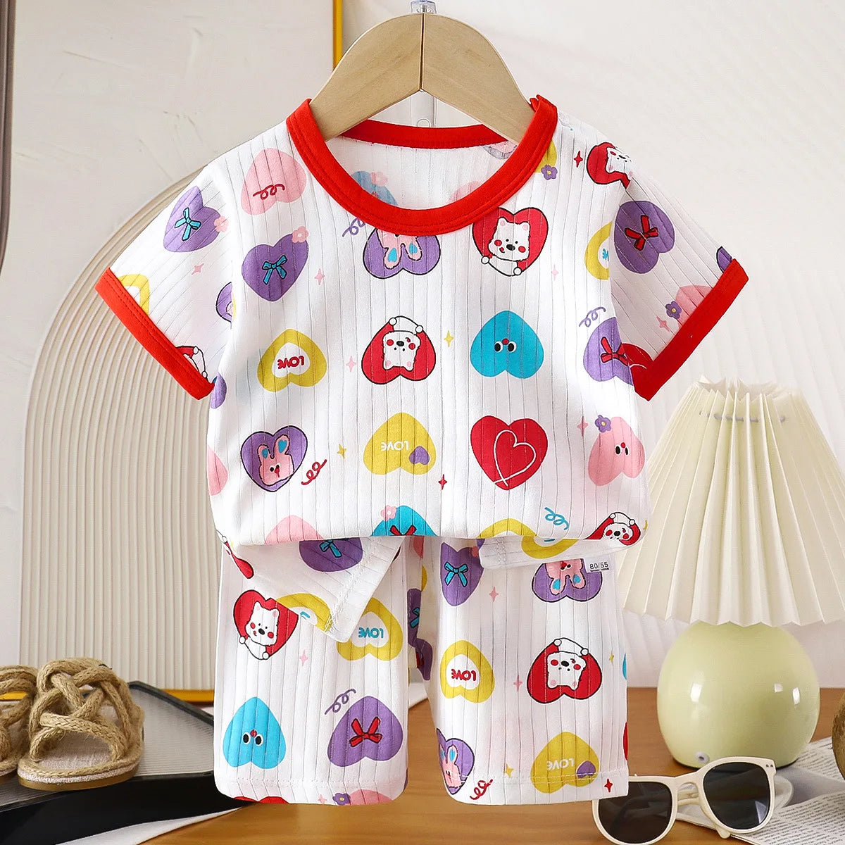 Children's 2-Piece Summer T-Shirt and Shorts Set - Animal Print