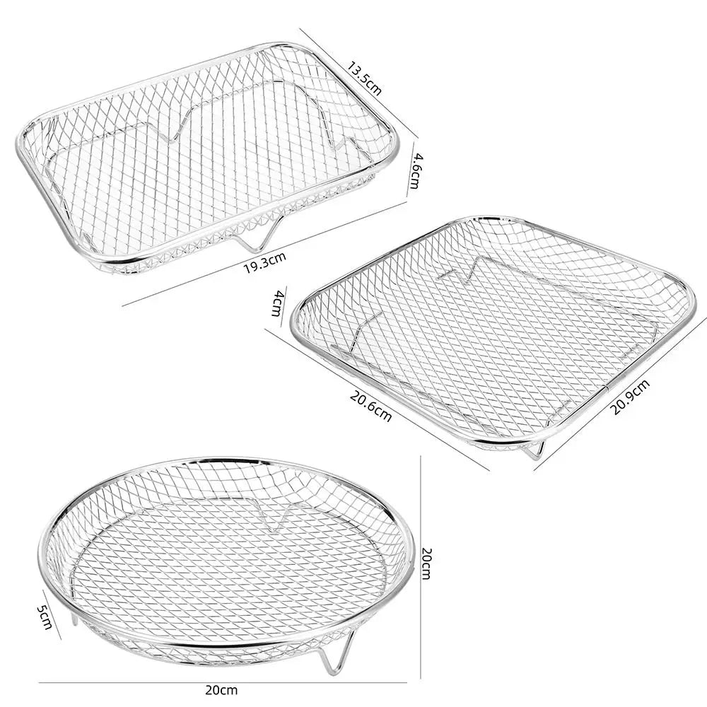 Nueva rejilla apilable duradera para freidora de aire, cesta de parrilla de acero inoxidable antiadherente, utensilios de cocina