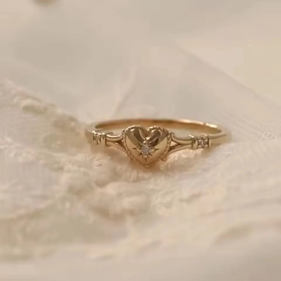 Hot Selling Gold Plated Stainless Steel Rings For Women Heart Ring Jewelry Accessories Wholesale Size 6-11