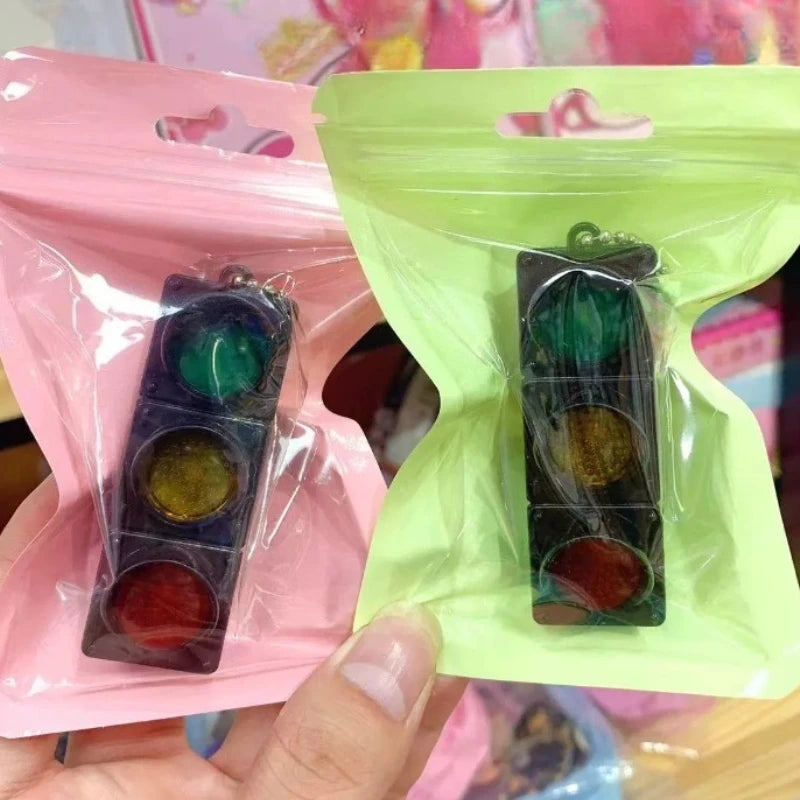New Signal Traffic Light Keyring LED Pedestrian Safety Light Keychains Pendant Key Ring for Backpack Key Drivers Car Accessories