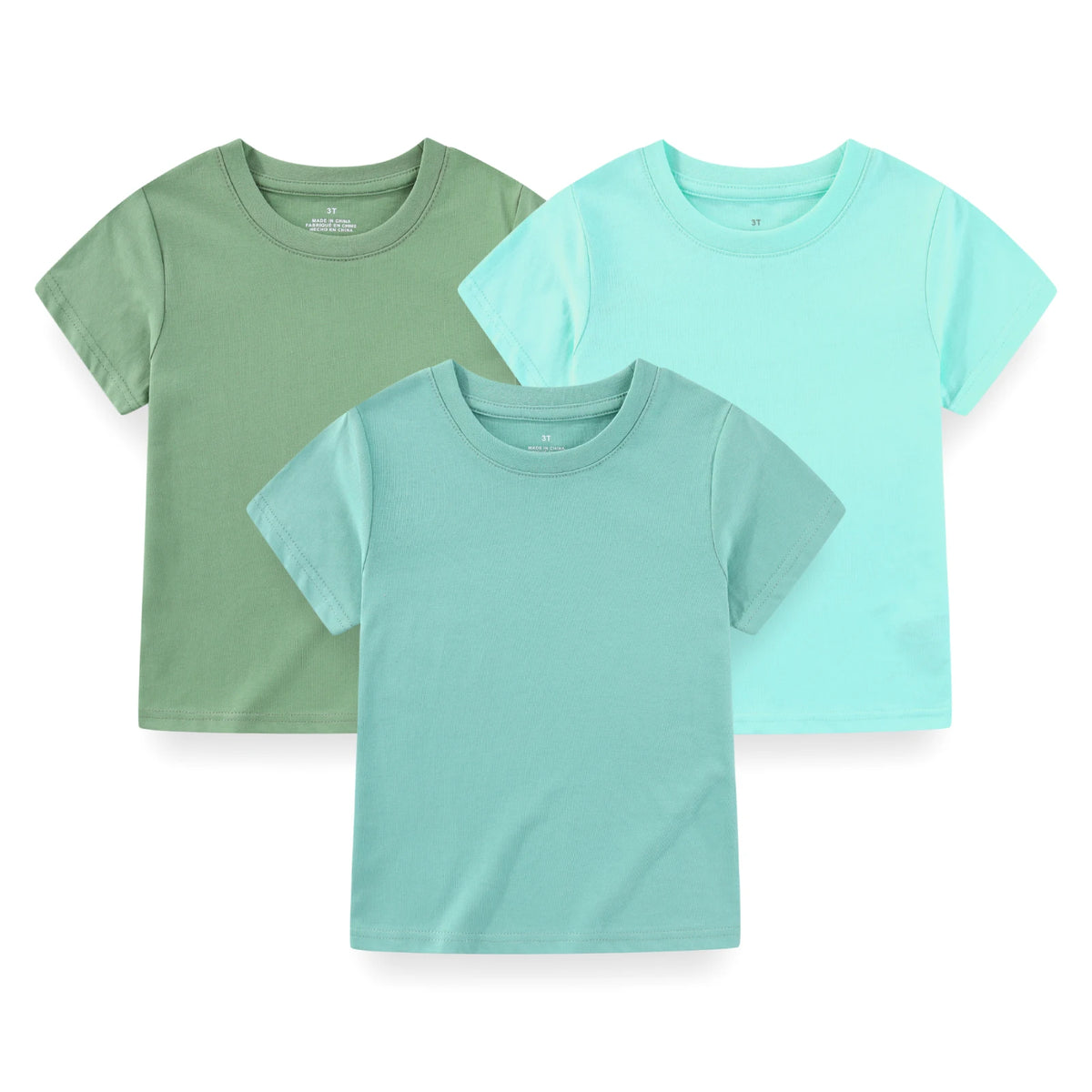 Kiddiezoom Kids' Solid Short Sleeve T-Shirts - 3-Pack Cotton Crew Neck