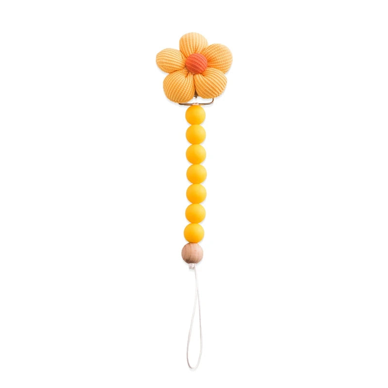 Pacifier Clip For Newborns Premium Safe Teething Clip With Silicone Flower Beads