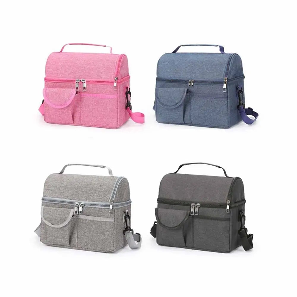 Portable Thermal Lunch Bag Waterproof Double Thickened Cooler Pack Aluminum Foil Large Capacity Insulated Food Storage Office