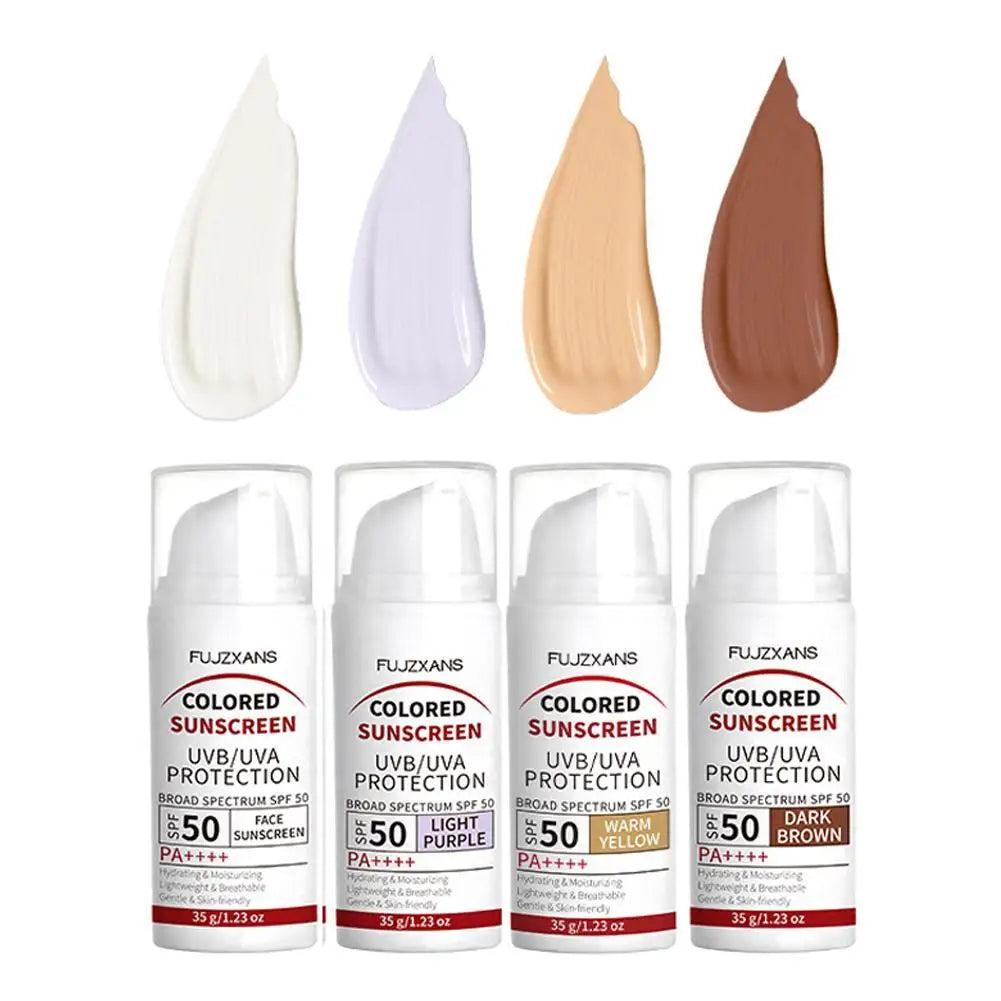 Colored Sunscreen UVB/UVA Protection Broad Spectrum SPF 50 Hydrating Lightweight Breathable Gentle Skin-Friendly Isolation Cream