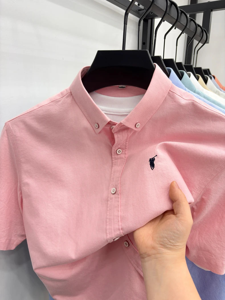 100% pure cotton short sleeve shirt summer new breathable men's T-shirt designer brand Paul Pony embroidery business casual top
