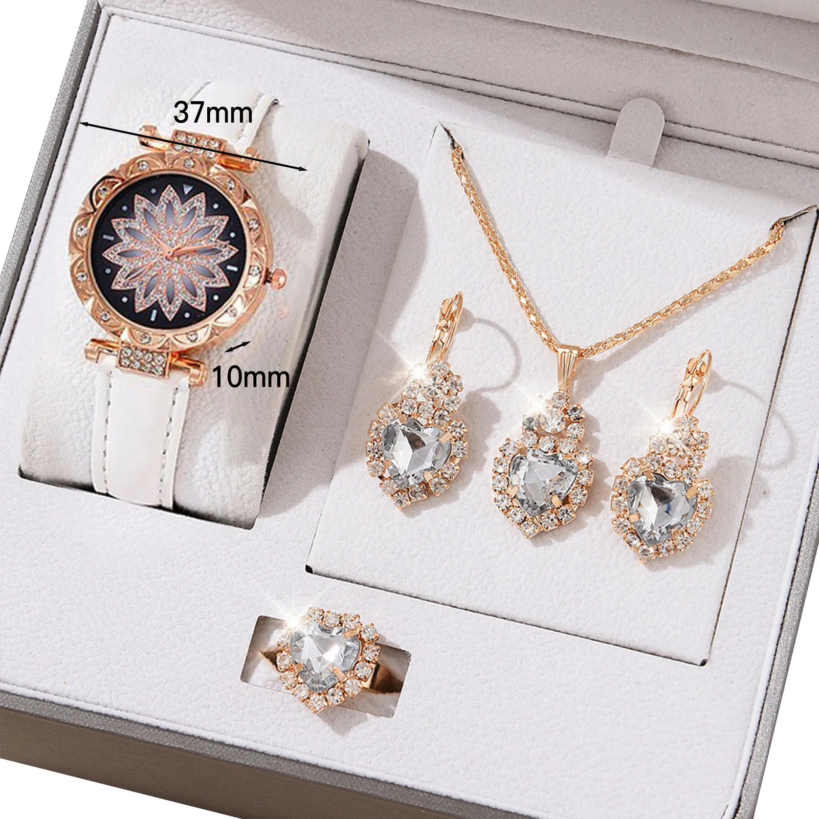 Watches Sets Gifts For Women'S Crystal Bling Wristwatch Jewelry Kit For Mom Wife Girlfriend