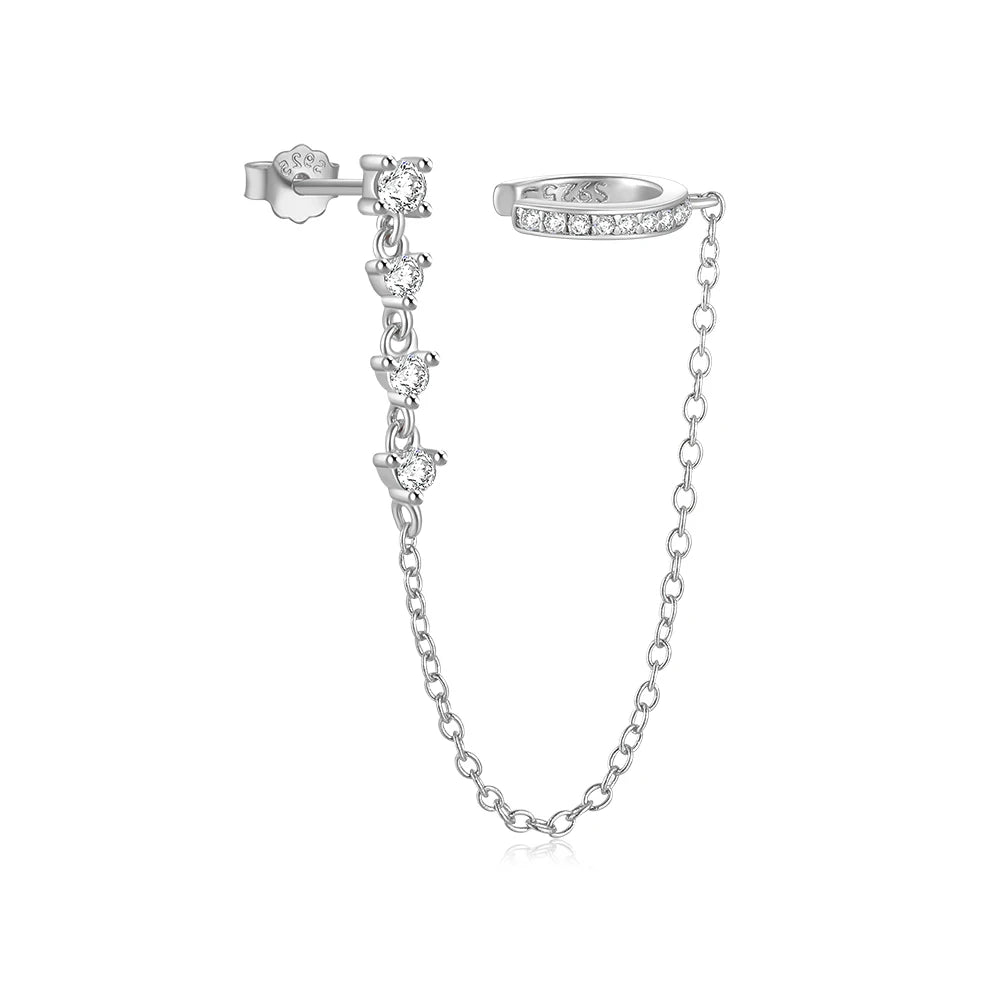 Roxi 925 Sterling Silver Zircon Double Layer Clip Earrings Women'S Ins Trend 1Piece No Piercing Earring Jewelry Pendientes