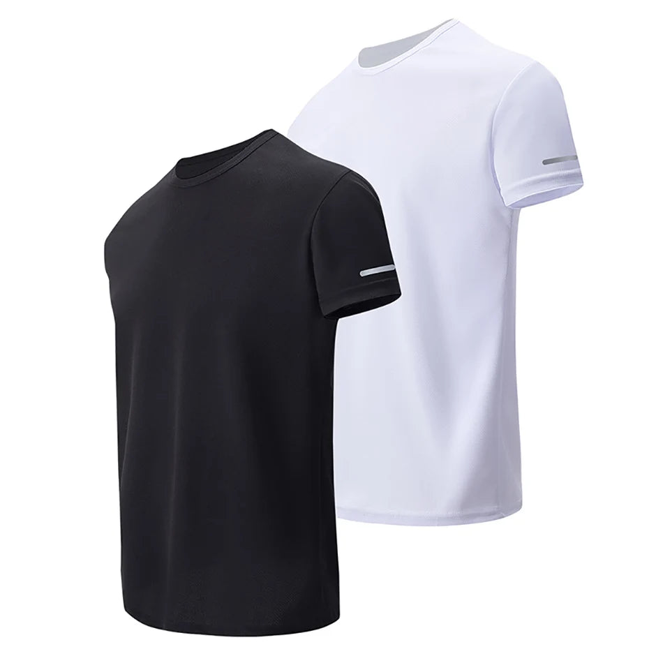 1/4 Pack Men's Solid Mesh Quick-drying Sports Short Sleeve Casual Joker Running Fitness Comfortable Plus-size Pullover T-shirt