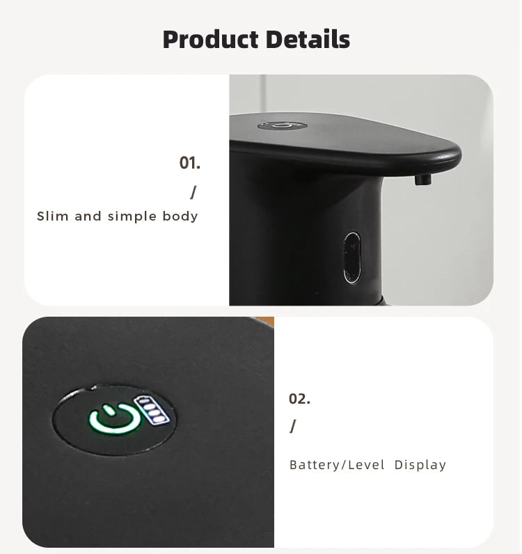 Dispensador de jabón de cocina de 480 ml con sensor automático, máquina de desinfectante de manos, dispensador de jabón eléctrico inteligente para gel de baño, acero inoxidable 304