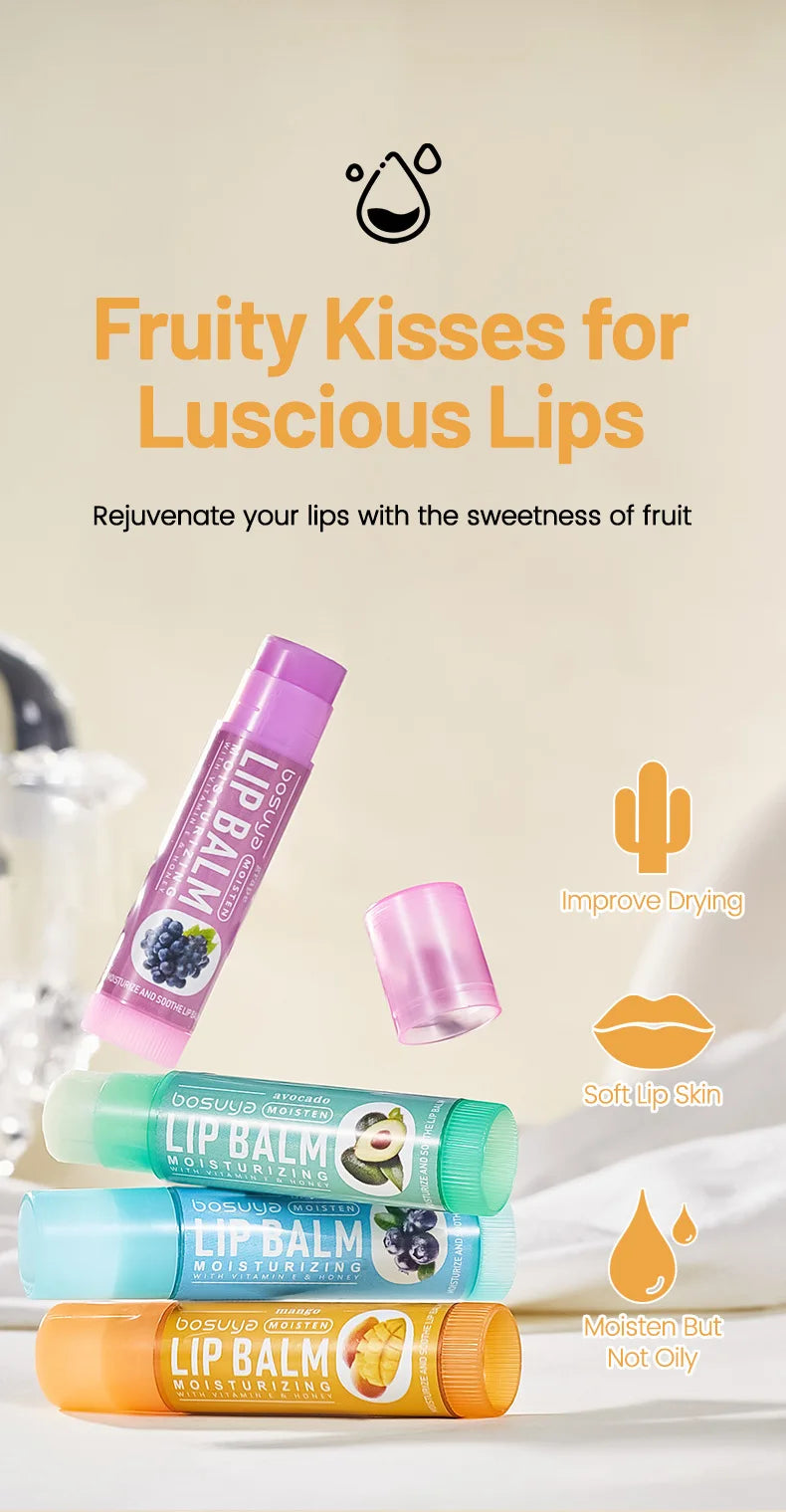 24Pcs Fruit Series Lip Balm Set Honey Grape Avocado Moisturizing Repair Anti-Cracked Non-sticky Lip Balm for Lips Skin Care