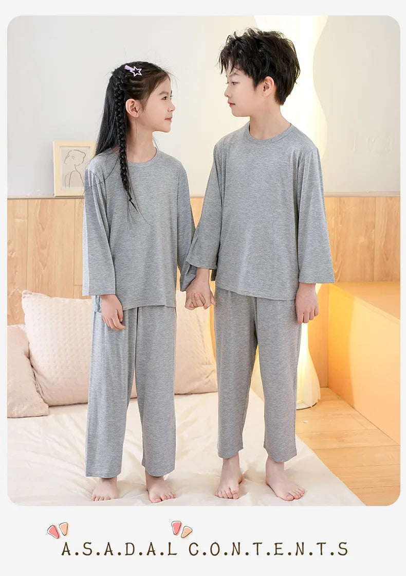 Unisex Kids Long Sleeve Pajamas Set - Cotton Blend Sleepwear