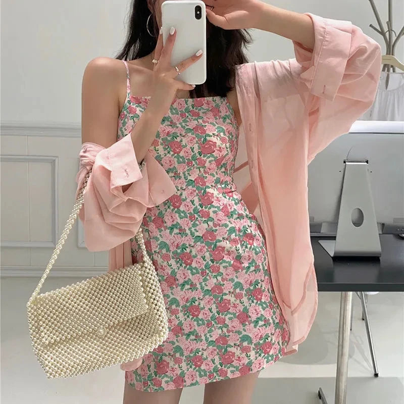 Sexy U-Neck Straps Backless Print Mini Dress Summer Sleeveless Floral Bodycon Dresses Beach Causal Evening Party Club Vestidos