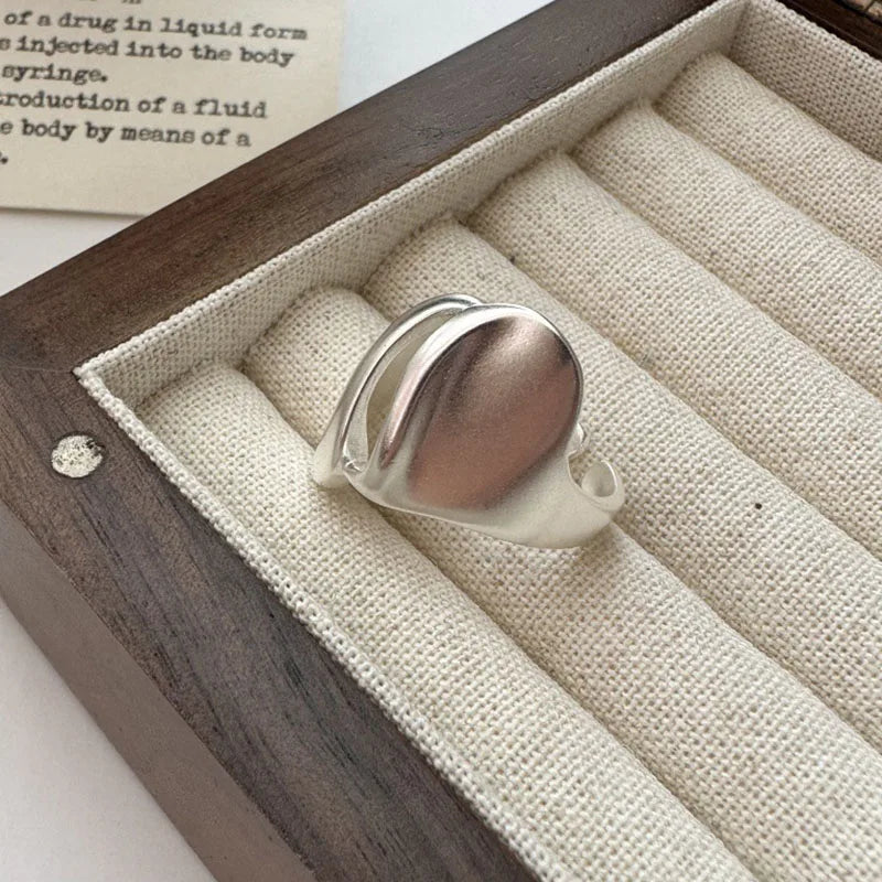 Foxanry Silver Color Scrub Geometric Rings For Women'S Couples Creative Design Vintage Fashion Minimalist Daily Jewelry