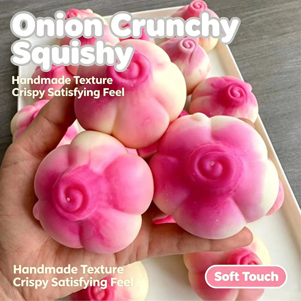 Onion Squishy Squeeze Stress Ball - Pink Gradient ASMR Fidget Toy