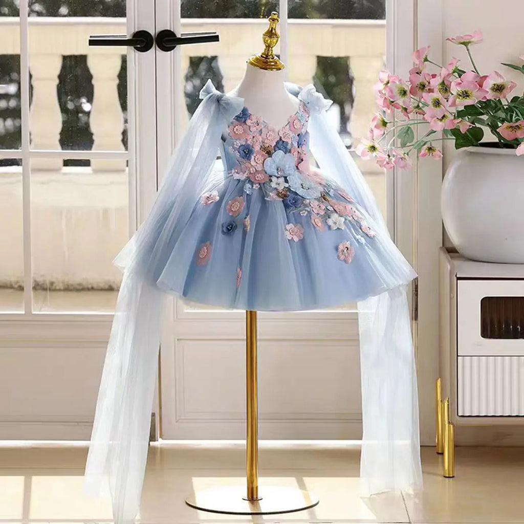 Dreamy Vow D011 Adorable O-Neck Pearl Embellishment Tulle Pink Flower Girl Dress Wedding Holiday Evening Party Knee-Length Prom