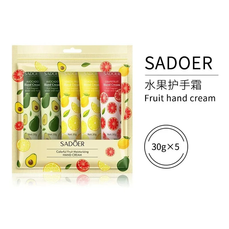 5 Pieces/Set Fruit Plant Fragrance Hand Cream Set, Moisturizing, Repairing, Anti-Drying Hand Lotion Set, Hand Skin Care Products