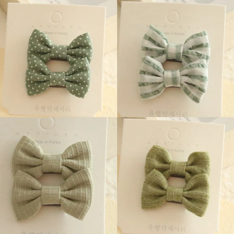AITOUSHI Girls' Cotton Bow Hair Clips - Handmade Classical Headwear