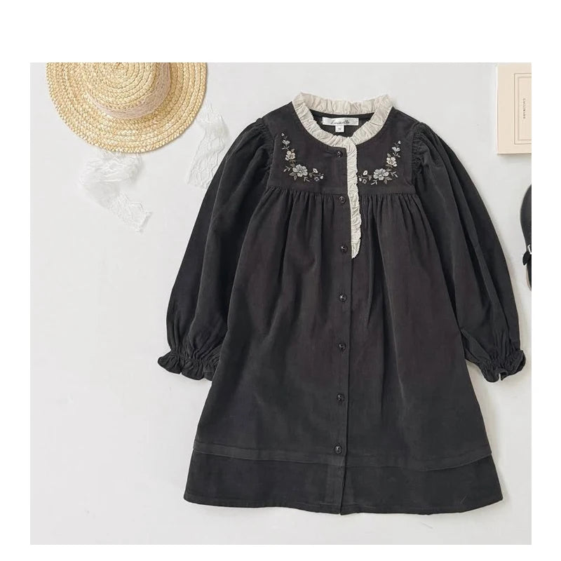 Kids Dress Aw25 Lou Girls Cute Warm Jacket Coat Outear Child Cotton Corduroy Princess Dresses