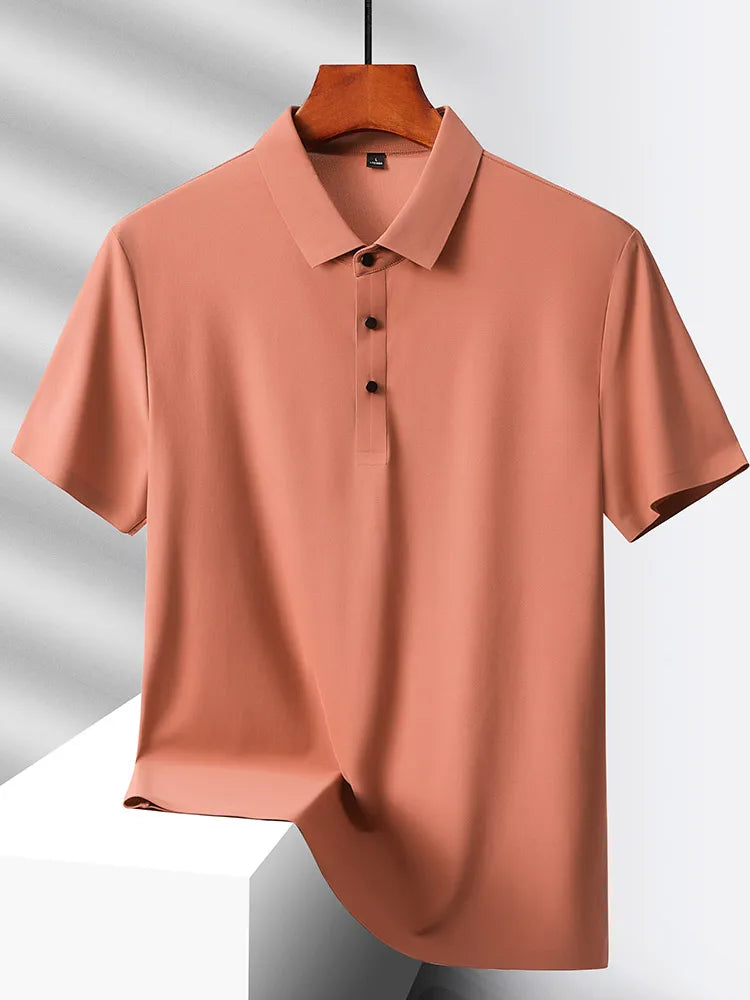 HeyMOMO Men's Ice Silk Polo Shirt - Short Sleeve Quick Dry Mesh Casual
