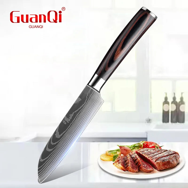 Cuchillos de cocina Cuchillo de carnicero para carne, fruta, pescado Cuchillo para deshuesar de acero inoxidable Cuchillo de carnicero de Damasco con láser Herramienta de chef