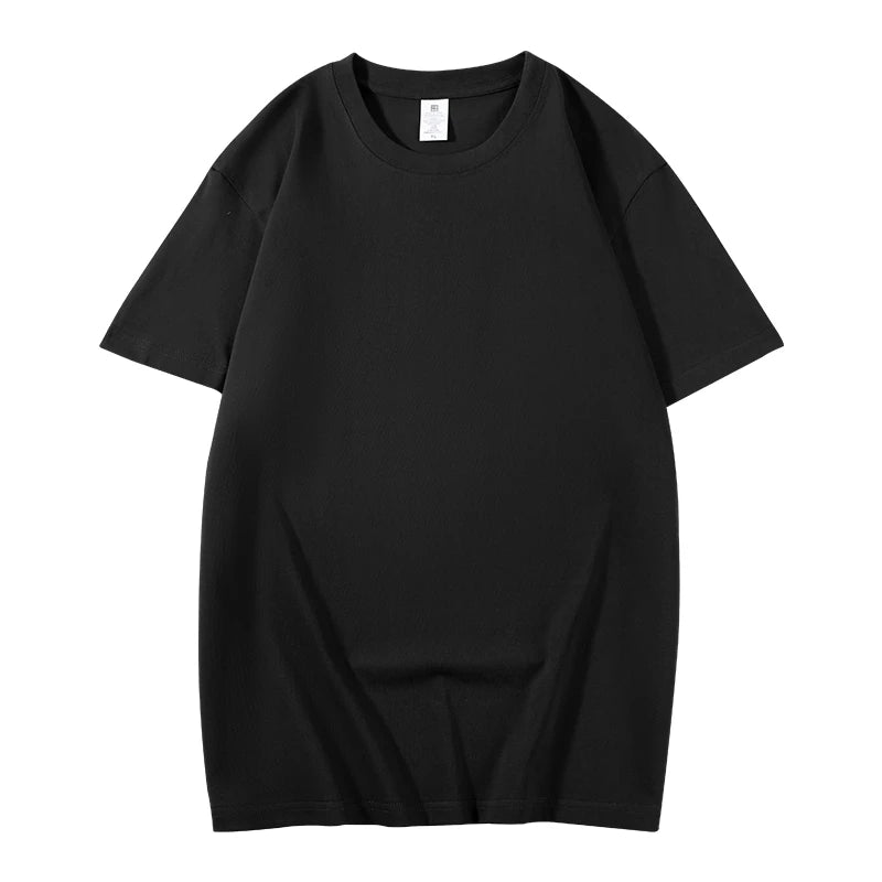 230g Men's Oversized Thick Round Neck T-shirt Summer Short Sleeved T-shirt Pure Cotton Solid Color Top Casual Versatile T-shirt