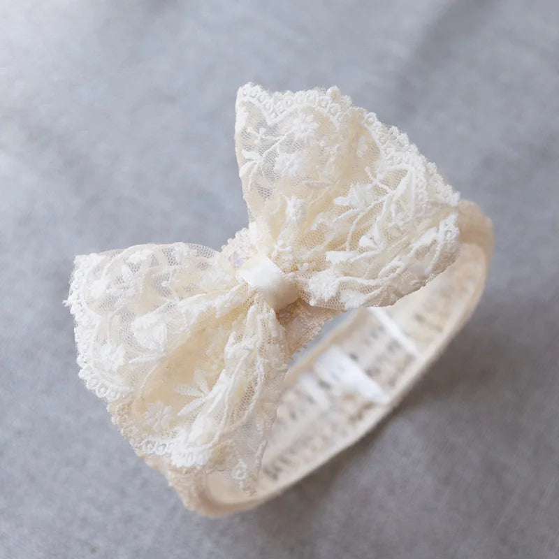 White Lace Bow Baby Headbands for Girl Cute Bowknot Hair Band Elastic Infant Turban Newborn Headwear Baby Hair Accessories 머리띠