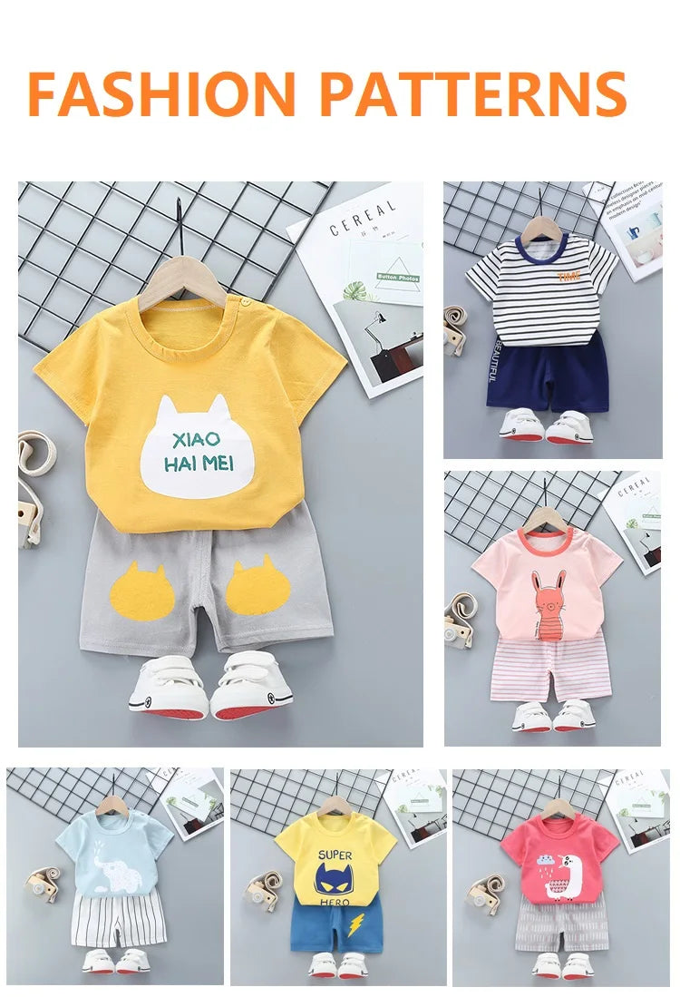 Children's Unisex Cotton T-Shirt and Shorts Set - Summer 2-Piece Outfit