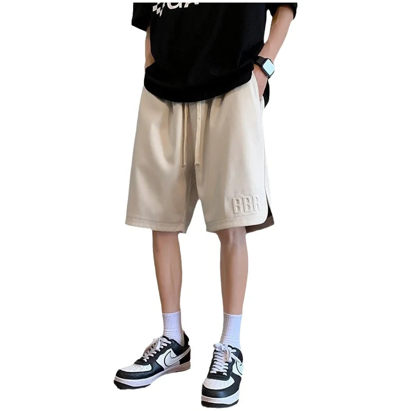 Men's Summer Ice Silk Thin Breathable Straight Leg Pants Five-Quarter Casual Shorts Polyester Fabric Comfortable Lightweight