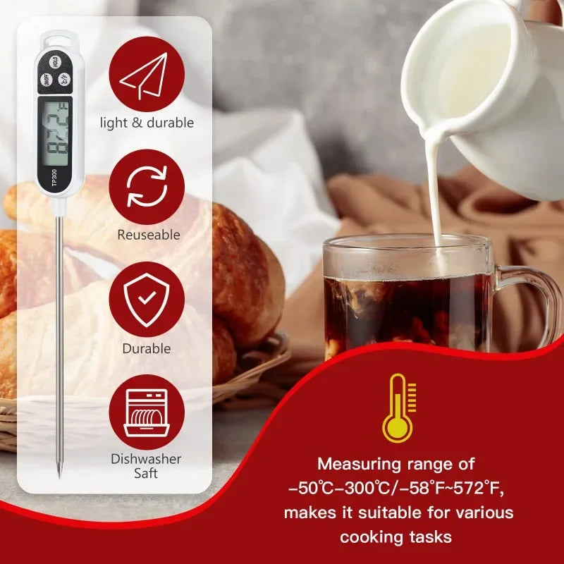 Termómetro de cocina digital para medir la temperatura de la carne, termómetro electrónico de alimentos con pantalla LCD