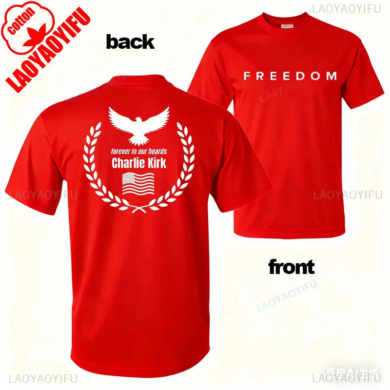 Charlie Kirk Freedom Shirt Patriotic Graphic Tee Tribute For Patriotic Activists Streetwear