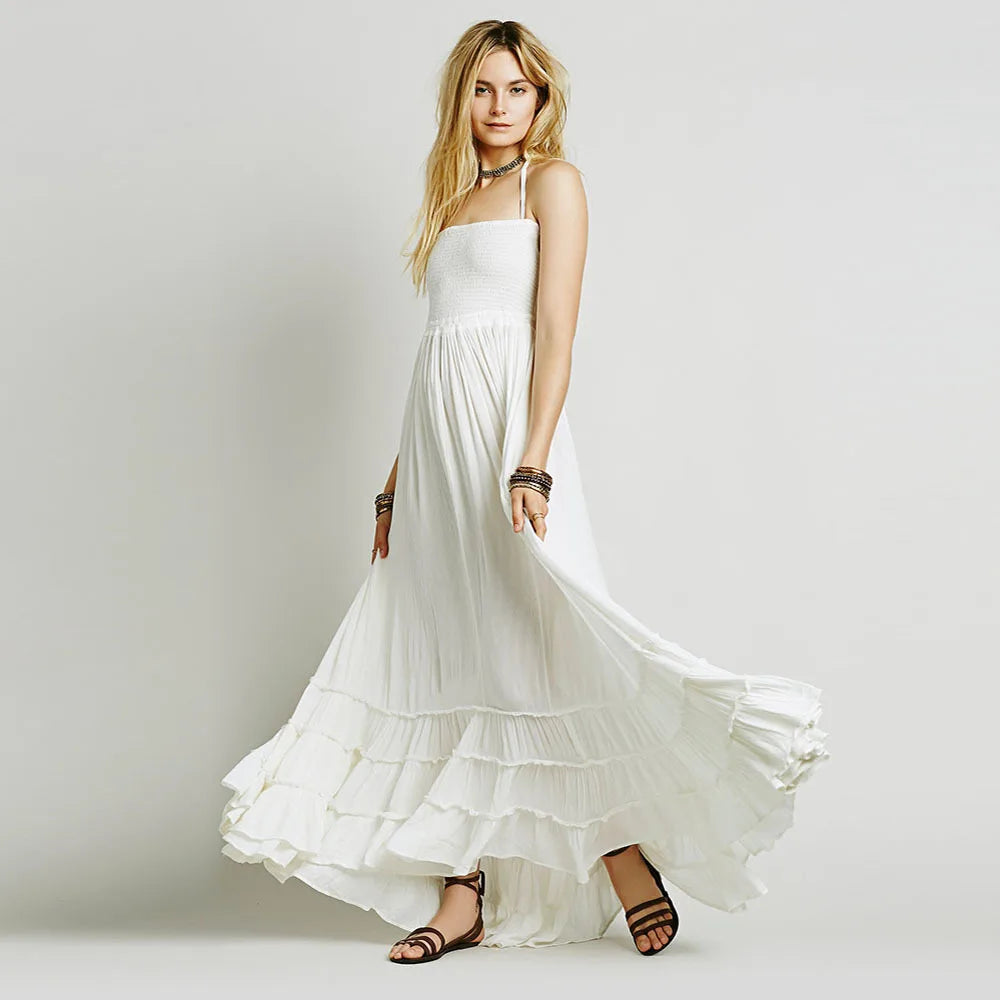 Bohemian Backless Beach Long Dress Cotton Women's Clothing Wish Hot Sell Street Style Hip Hop Trendy Globalization Dress