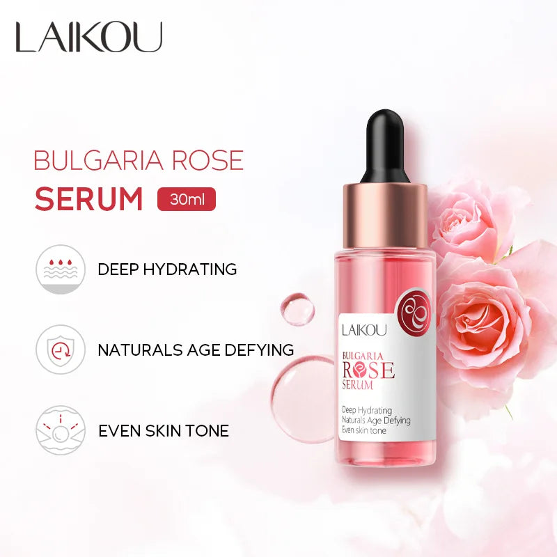 LAIKOU Bulgaria Rose Face Serum Facial Original Nourish Essense Brightening Rejuvenation Deep Moisturizing Serum Skin Care 30ml