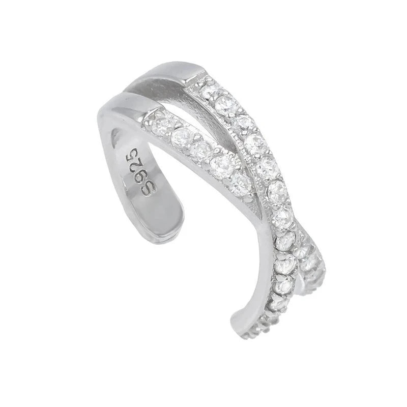 Roxi 925 Sterling Silver Zircon Double Layer Clip Earrings Women'S Ins Trend 1Piece No Piercing Earring Jewelry Pendientes