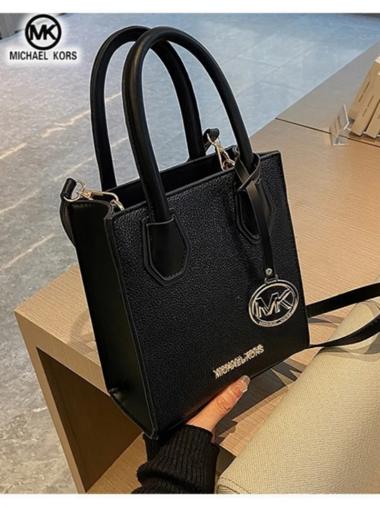 2026 New Michael Kors Women's Fashion One Shoulder Handbag MK Cross Shoulder Vertical Small Square Bag Classic Letter Bag