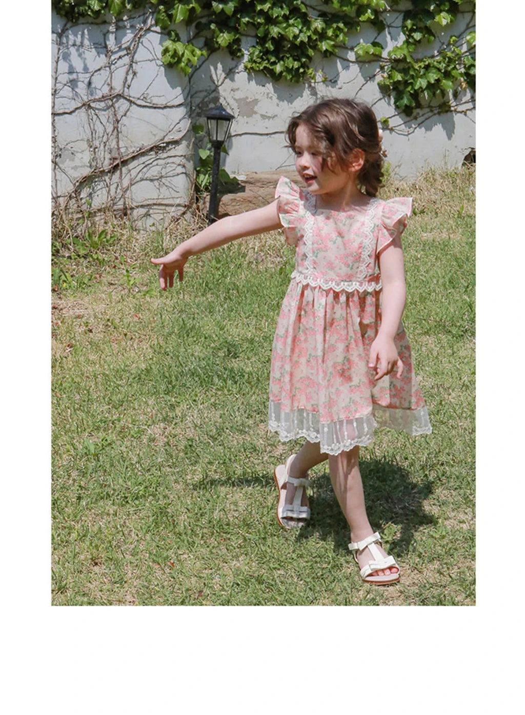 Korean Summer 2026 Girls' Dress Elegantly Floral Backless Children's Clothing Korean Style Kids' Fashion Available Now