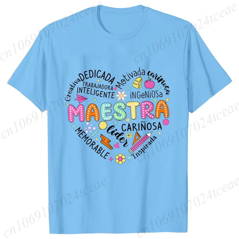 Spanish Maestra Women's T-Shirt Casual Short Sleeve Graphic Tee
