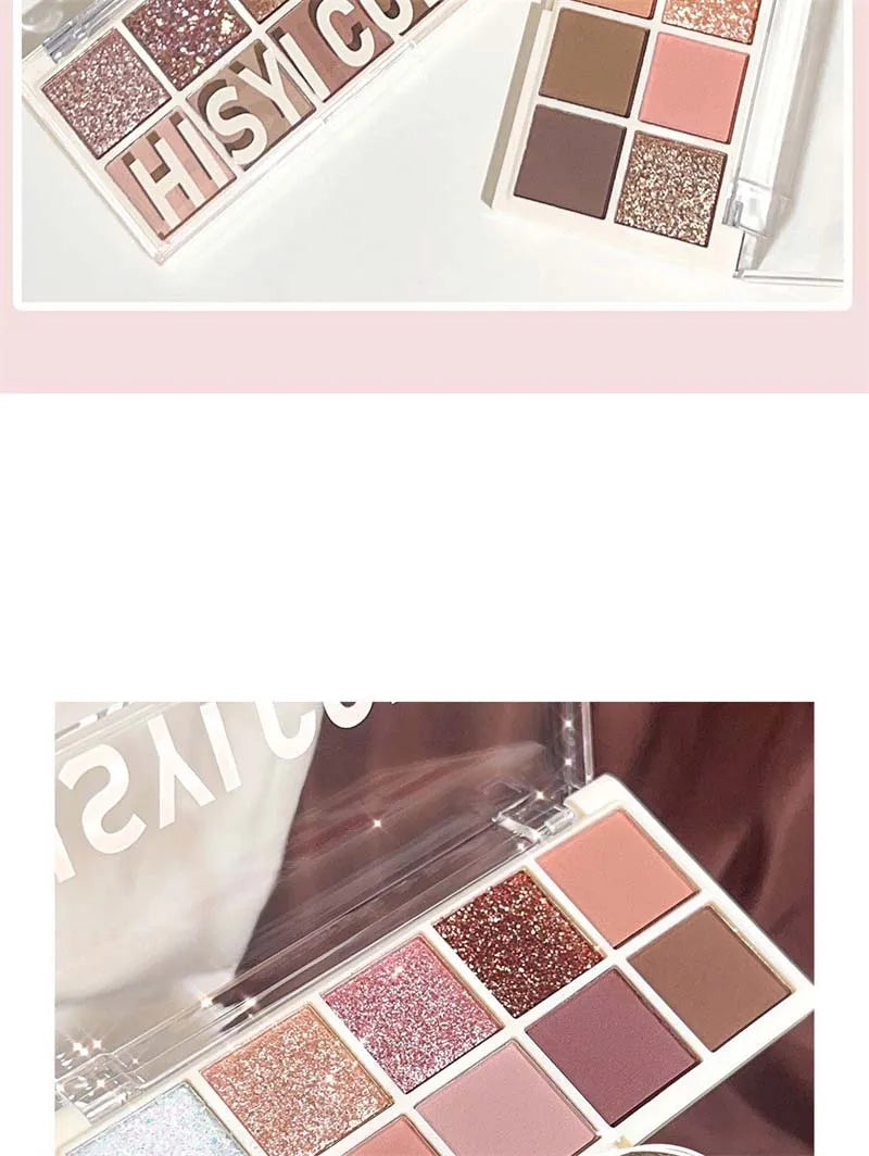 10 Colors Shimmer Matte Eyeshadow Palette Nude Glitter Shiny Pigment Eye Shadow Long Lasting Waterproof Make Up Palette Cosmetic