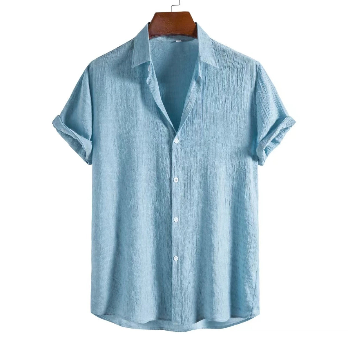 Men's Cotton Blend Casual Short Sleeve Shirt - White
