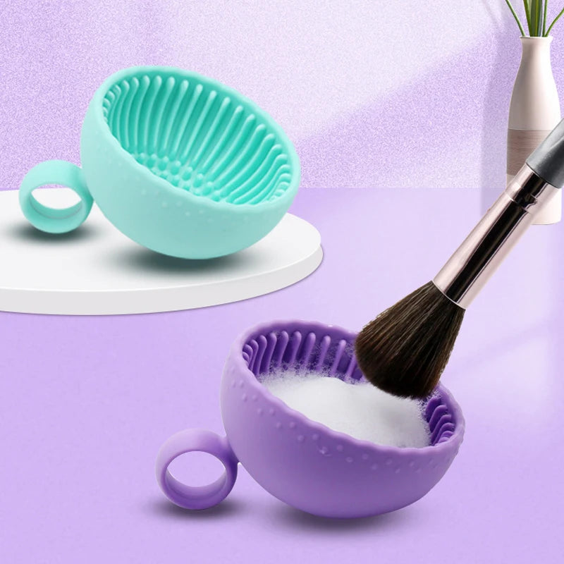 Silicone Makeup Brush Cleaning Bowl, Efficient, Portable, Reusable Makeup Brush, Beauty Egg Cleaning Tool