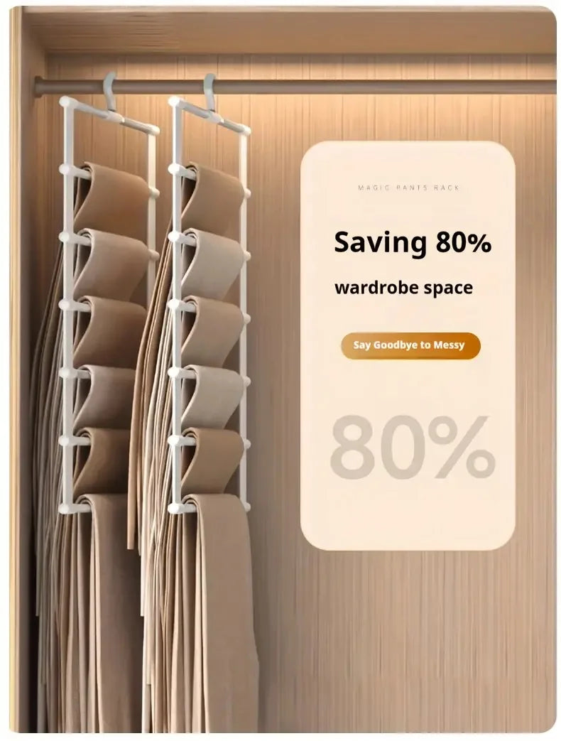 Multi Functional Pants Rack, Cloud Ladder Hanging, Folding Pants Rack, Stainless Steel Pants Clip, Multi-Layer Seamless Storage