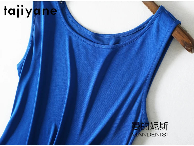 TAJIYANE 70% Mulberry Silk Tank Tops for Woman Elegant Sleeveless Summer Tops 2025 Solid Color Silk Vest Ladies Clothes кроп топ