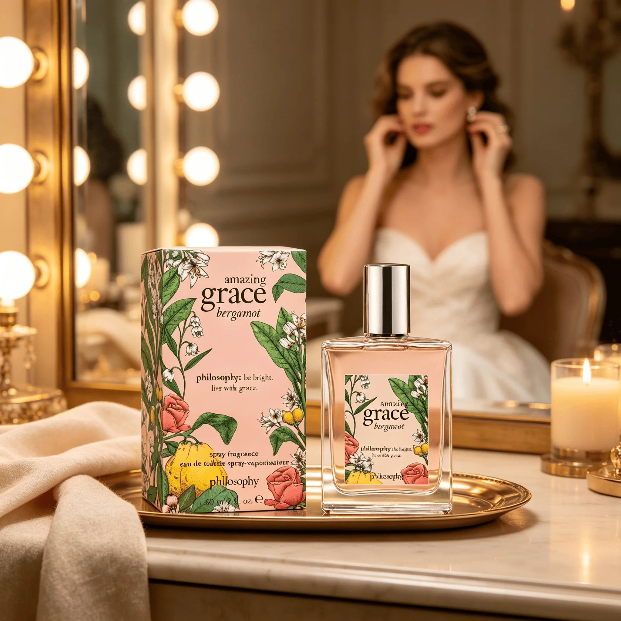 Authentic Philosophy Amazing Grace Bergamot Eau De Toilette 4 oz (120ml), Refreshing Bright Citrus‑Floral Women Perfume Spray, Gentle Light Long‑Lasting Fragrance for Everyday Use